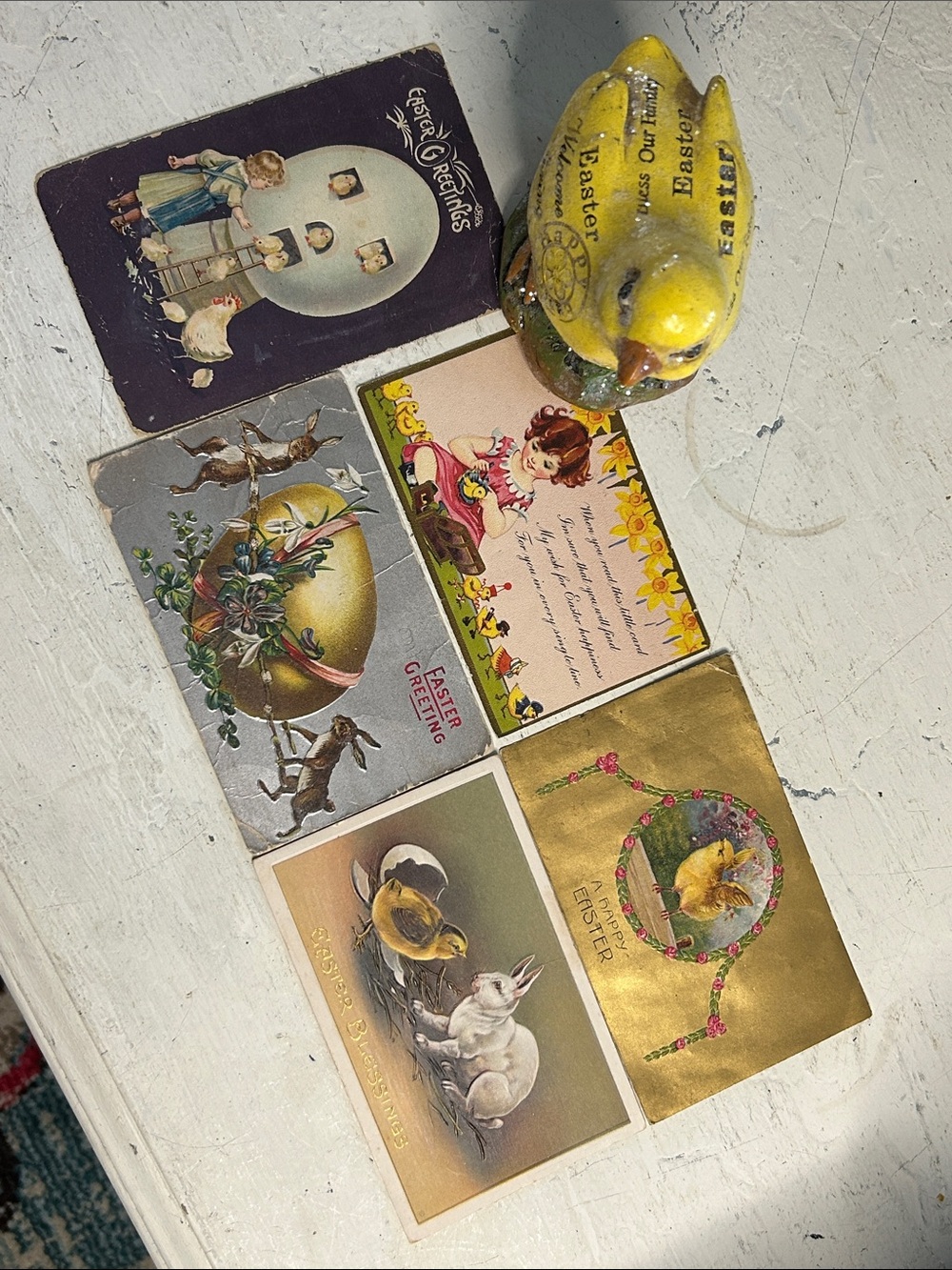 Vintage Easter Postcard Set with Yellow Chick